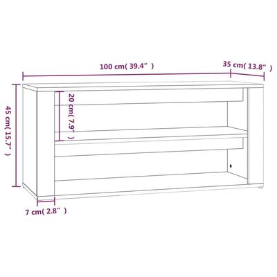 vidaXL Shoe Rack White 100x35x45 cm Engineered Wood