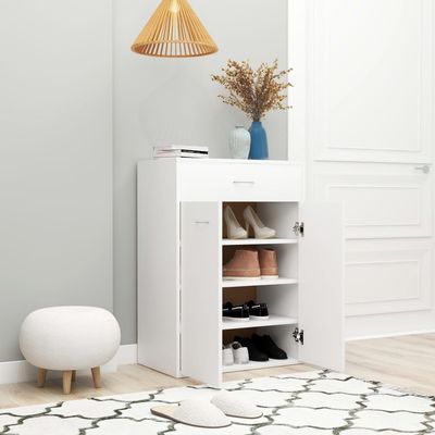 vidaXL Shoe Cabinet White 60x35x84 cm Engineered Wood