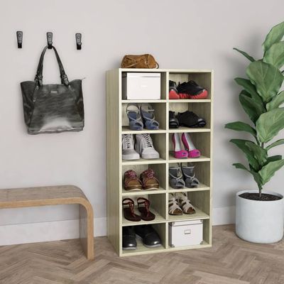 vidaXL Shoe Rack Sonoma Oak 54x34x100.5 cm Engineered Wood