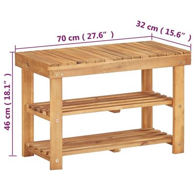 vidaXL Shoe Rack 70x32x46 cm Solid Acacia Wood