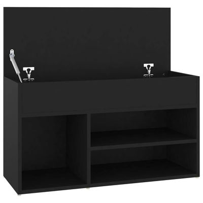 vidaXL Shoe Bench Black 80x30x45 cm Engineered Wood