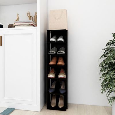 vidaXL Shoe Cabinet Black 27.5x27x102 cm Engineered Wood