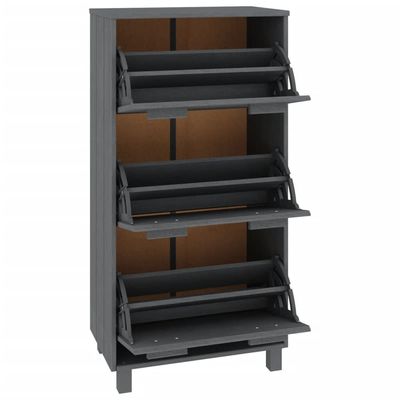 vidaXL Shoe Cabinet HAMAR Dark Grey 59.5x35x117 cm Solid Wood Pine