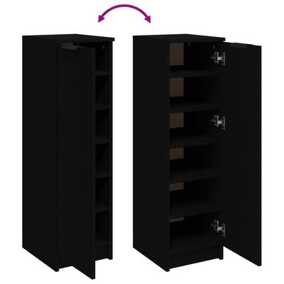 vidaXL Shoe Cabinet Black 30x35x100 cm Engineered Wood