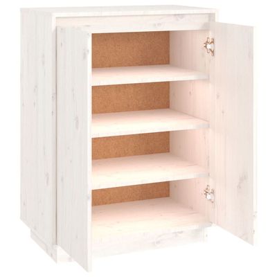 vidaXL Shoe Cabinet White 60x35x80 cm Solid Wood Pine