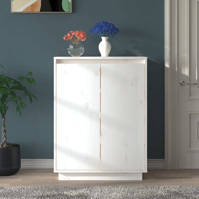 vidaXL Shoe Cabinet White 60x35x80 cm Solid Wood Pine