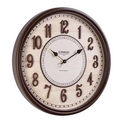 Wooden Big Wall Clock  6415 Italian Design 60cm  Silent Silky Movement  3D Numerals 