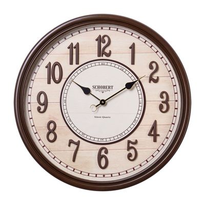 Wooden Big Wall Clock  6415 Italian Design 60cm  Silent Silky Movement  3D Numerals 