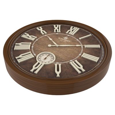 Wooden Big Wall Clock  6419 Italian Design 60cm  Silent Silky Movement 3D Numerals