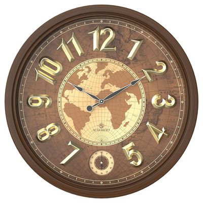 Analog Wooden Wall Clock 6424 Italian Design 60cm Silent Silky Move Sub-Second Hand