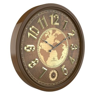 Analog Wooden Wall Clock 6424 Italian Design 60cm Silent Silky Move Sub-Second Hand