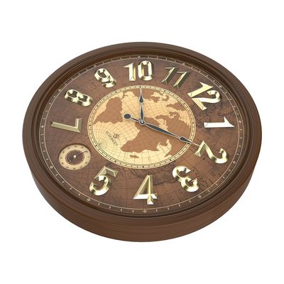 Analog Wooden Wall Clock 6424 Italian Design 60cm Silent Silky Move Sub-Second Hand