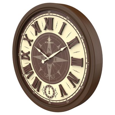 Wooden Wall Clock 6429 with Roman Numerals Italian Design 60cm Silent Silky Move 3D Numerals Sub-Second hand