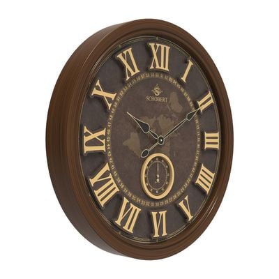 Big Wooden Wall Clock 6436 Italian Design 60cm Silent Silky Move Sub-Second hand 3D Numerals