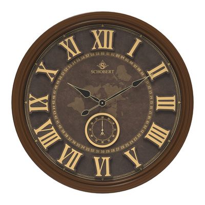 Big Wooden Wall Clock 6436 Italian Design 60cm Silent Silky Move Sub-Second hand 3D Numerals