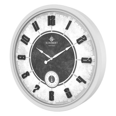Analog Wooden Wall Clock 6439 Italian Design 60cm Silent Silky Move Sub-Second Hand 3D Numerals