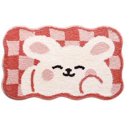 Cute Cartoon Bathroom Rug Shower Room Microfiber Rug Non-slip Absorbent Foot Mat Plush Bathroom Door Mat Soft Rug (50x80cm)