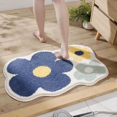 uxcell Bathroom Rugs, Soft Plush Bath Mats Non Slip Printing Bathroom Mat Quick Dry Reversible Microfiber Washable Bath Rugs (50x80cm)