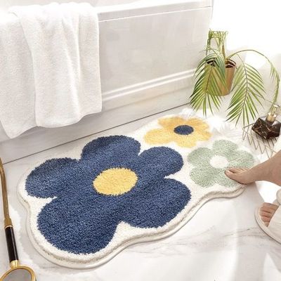 uxcell Bathroom Rugs, Soft Plush Bath Mats Non Slip Printing Bathroom Mat Quick Dry Reversible Microfiber Washable Bath Rugs (50x80cm)