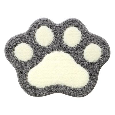 Paw Shaped Bathroom Rug Non-Slip Bath Mat (45 x 60cm), Soft Water Absorbent Thick Shaggy Shower Rug, Machine Washable Bathroom, Gray