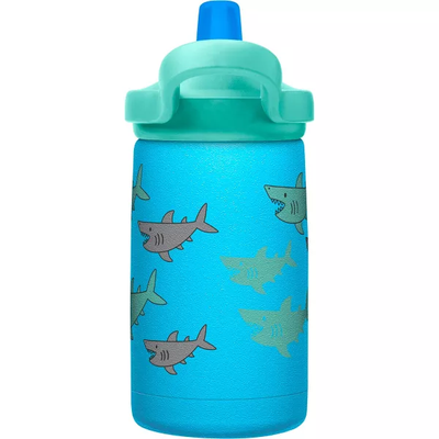 CamelBak Eddy+ Kids 12 oz Bottle, Insulated Stainless Steel with Straw Cap - Leak Proof When Closed,School Of Sharks!