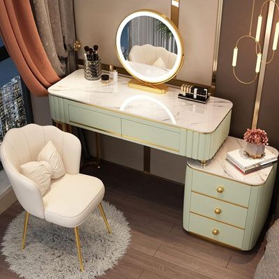 Vanity Desk Set, Dressing table with Mirror and Chair - Green