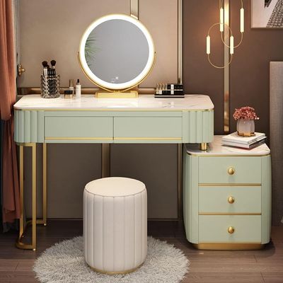 Vanity Desk Set, Dressing table with Mirror and Chair - Green