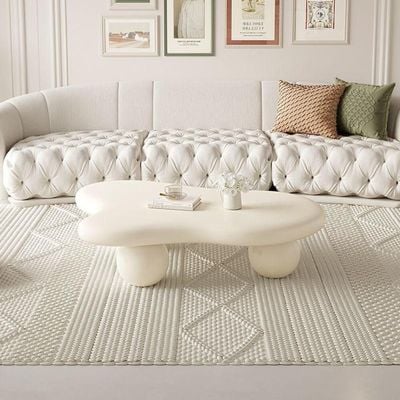 Irregular Cloud Coffee Table with 3 Balls Legs Creamy Off-White