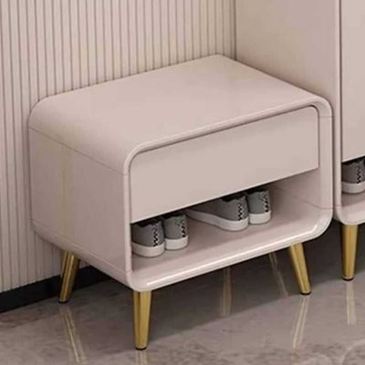 Large Wooden Shoe Rack Storage Organizer, Luxurious Design Shoe Cabinet with Bench - Off White 