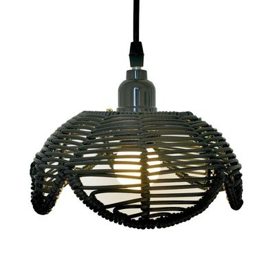 Hand Woven Rattan Cage Pendant Light Cover With Aesthetic Design (Size 25x30CM)