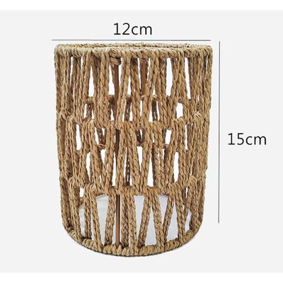 Hand Woven Rattan Cage Pendant Light Cover With Aesthetic Design (Size 12x15CM)