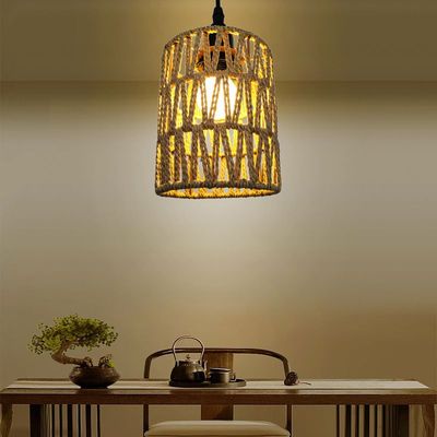 Hand Woven Rattan Cage Pendant Light Cover With Aesthetic Design (Size 12x15CM)