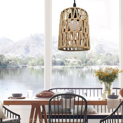 Hand Woven Rattan Cage Pendant Light Cover With Aesthetic Design (Size 12x15CM)