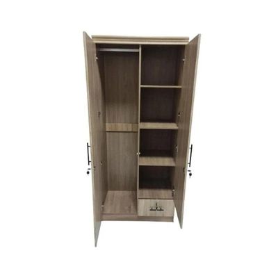 2 Door Wooden Wardrobe Cabinet Cupboard Engineered Wood Perfect Modern Stylish Heavy Duty (OAK)