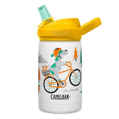 Camelbak Eddy+ Kids Water Bottle With Straw, Insulated Stainless Steel - Leak-Proof When Closed, 12Oz, Biking Dogs