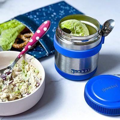 Yumbox Zuppa - Wide Mouth Thermal Food Jar 14 Oz. (1.75 Cups) With A Removable Utensil Band - Triple Insulated Stainless Steel - Stays Hot 6 Hours Or Cold For 12 Hours - Leak Proof (Neptune Blue)