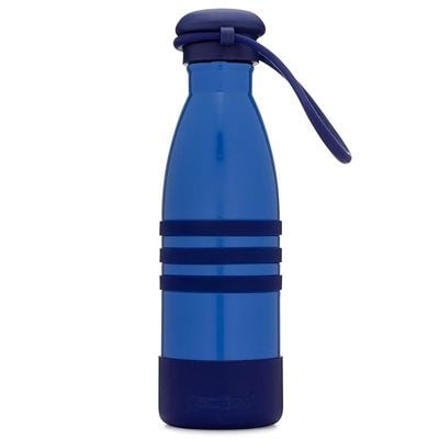 Yumbox Aqua Stainless Steel Triple Insulated Water Bottle 14 Oz/ 420 Ml With Silicone Cap And Wrist Strap (Ocean Blue)