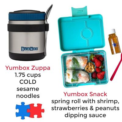 Yumbox Zuppa - Wide Mouth Thermal Food Jar 14 Oz. (1.75 Cups) With A Removable Utensil Band - Triple Insulated Stainless Steel - Stays Hot 6 Hours Or Cold For 12 Hours - Leak Proof-Twilight Black