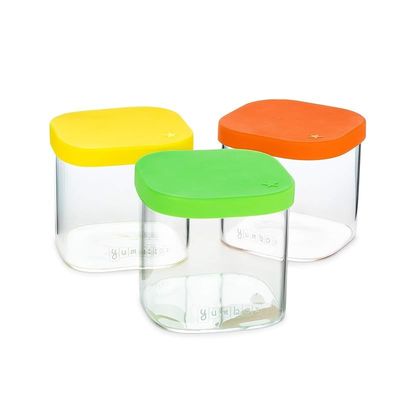 Yumbox Chop Chop Meal Prep Glass Food Storage Cubes Set Of 3 (Vibrant) 1.5 Cup Volume Each Cube