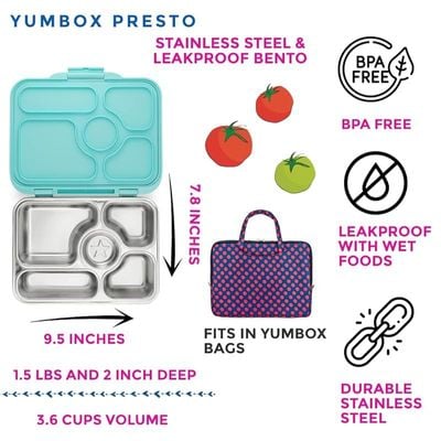 Yumbox Presto Leakproof Stainless Steel Bento Box (Tulum Blue)