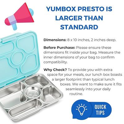 Yumbox Presto Leakproof Stainless Steel Bento Box (Tulum Blue)