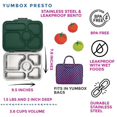 Yumbox Presto Leakproof Stainless Steel Leakproof Bento Box (Kale Green)