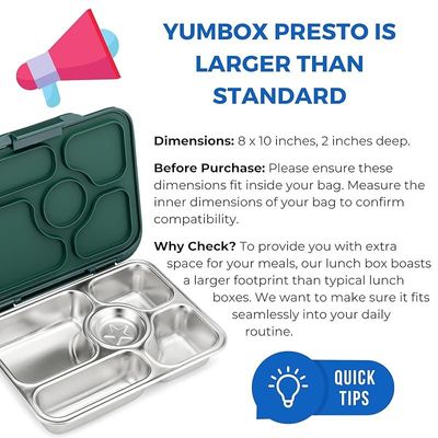 Yumbox Presto Leakproof Stainless Steel Leakproof Bento Box (Kale Green)