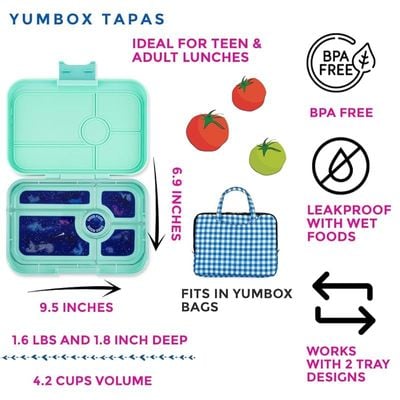 Yumbox Tapas Larger Size - 5 Compartment Leakproof Bento Lunch Box For Pre-Teens, Teens &Amp