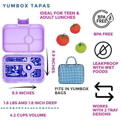 Yumbox Tapas Larger Size - 5 Compartment Leakproof Bento Lunch Box For Pre-Teens, Teens &Amp