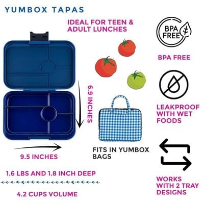 Yumbox Tapas Larger Size - 5 Compartment Leakproof Bento Lunch Box For Pre-Teens, Teens &Amp