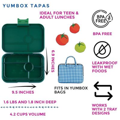 Yumbox Tapas Larger Size - 5 Compartment Leakproof Bento Lunch Box For Pre-Teens, Teens &Amp
