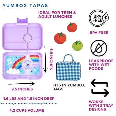 Yumbox Tapas Larger Size - 4 Compartment Leakproof Bento Lunch Box For Pre-Teens, Teens &Amp