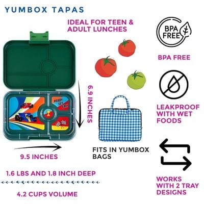 Yumbox Tapas Larger Size - 4 Compartment Leakproof Bento Lunch Box For Pre-Teens, Teens &Amp