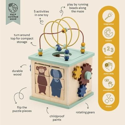 Wooden 5-In-1 Activity Cube